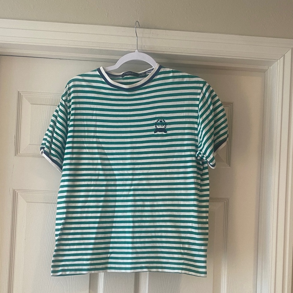 Christian Dior Women’s Green and White Striped Shirt Sz M. Box5